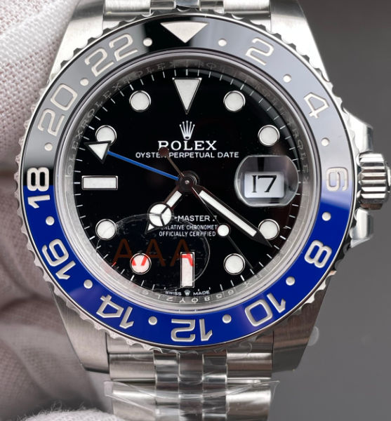 VS Factory Rolex GMT-Master II “Batgirl” Black/Blue Ceramic Bezel Jubilee Bracelet (m126710blnr-0002) — detail view 1