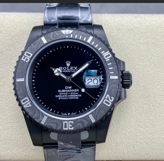 VS Factory Rolex Submariner Date “DiW Stealth Black” PVD & Carbon Bezel — detail view 1