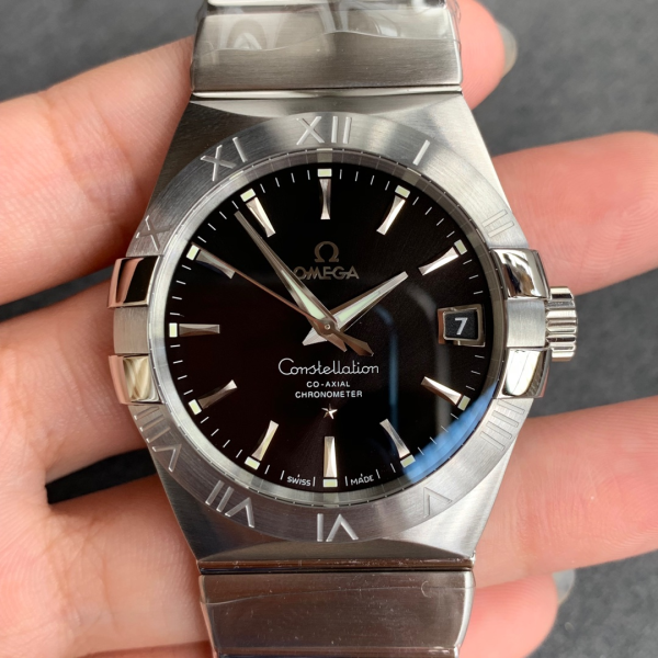 VS Factory Omega Constellation 38mm Black Sunburst Dial Steel Bezel Stainless Steel Bracelet… — front product view