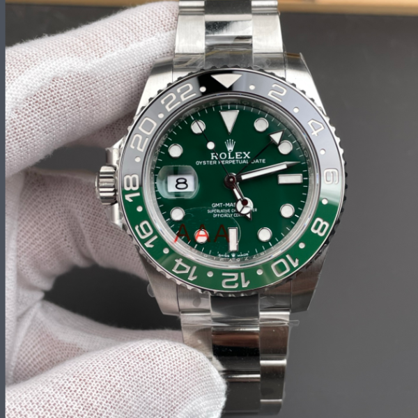 VS Factory Rolex GMT-Master II Left-Handed Green Dial Black/Green Ceramic Bezel “Sprite”Oyster Bracelet… — detail view 1
