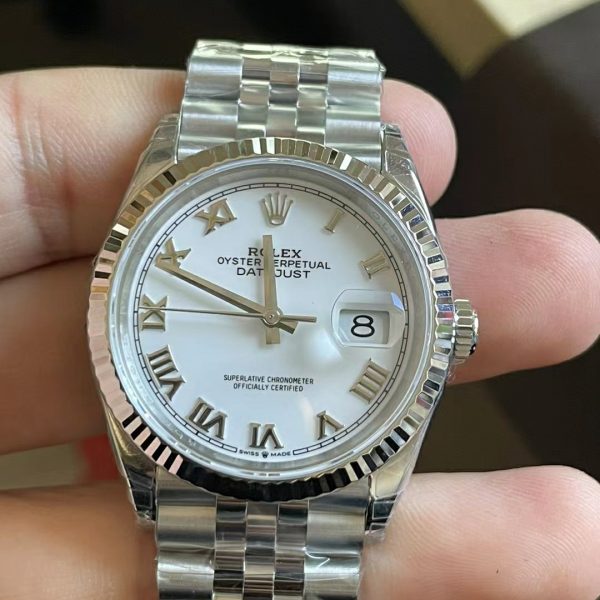VS Factory Rolex Datejust 36mm White Roman Dial (126234) — front product view