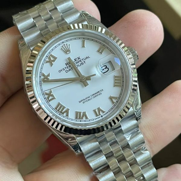 VS Factory Rolex Datejust 36mm White Roman Dial (126234) — detail view 2