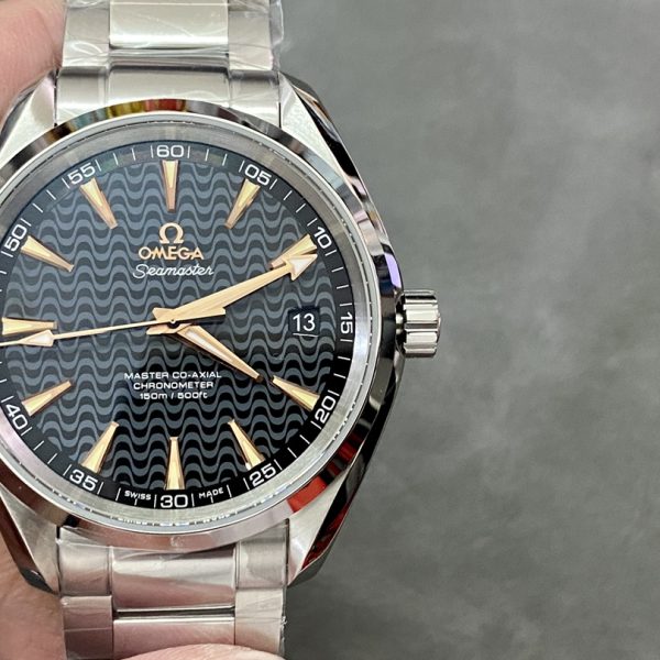 VS Factory Omega Seamaster Aqua Terra 150M 41.5mm Black Wave Dial 18K Rose Gold Hands Stainless Steel… — front product view