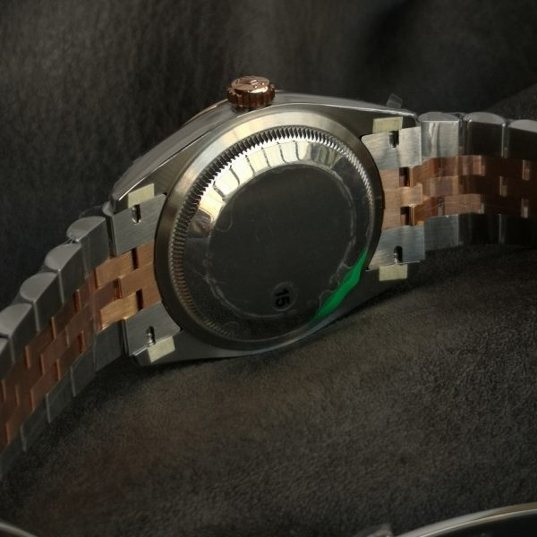 VS Factory Rolex Datejust 36 Two-Tone Everose Gold Slate Grey Fluted Motif Diamond Dial (126231) — detail view 8