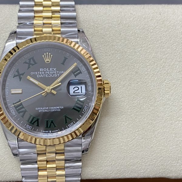 VS Factory Rolex Datejust 41mm Two-Tone Yellow Gold “Wimbledon” Dial Jubilee Bracelet (126333) — front product view