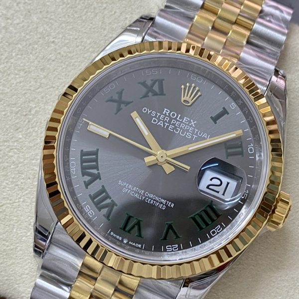 VS Factory Rolex Datejust 41mm Two-Tone Yellow Gold “Wimbledon” Dial Jubilee Bracelet (126333) — detail view 3