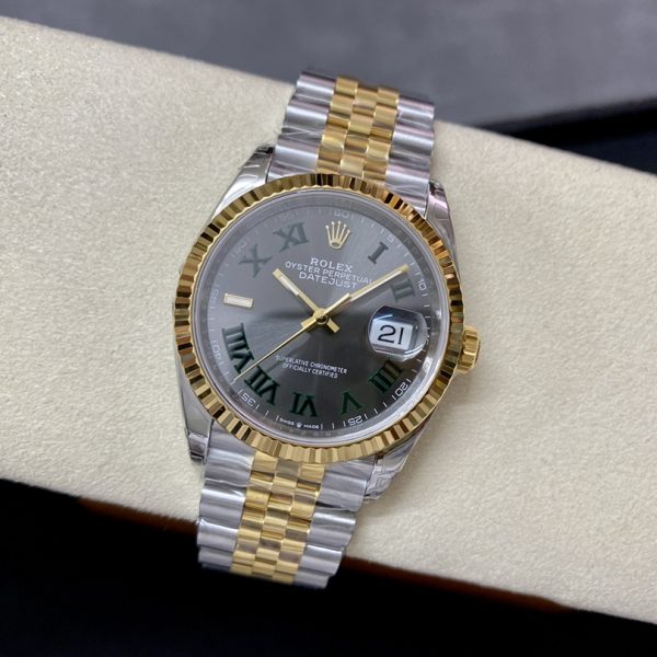 VS Factory Rolex Datejust 41mm Two-Tone Yellow Gold “Wimbledon” Dial Jubilee Bracelet (126333) — detail view 4