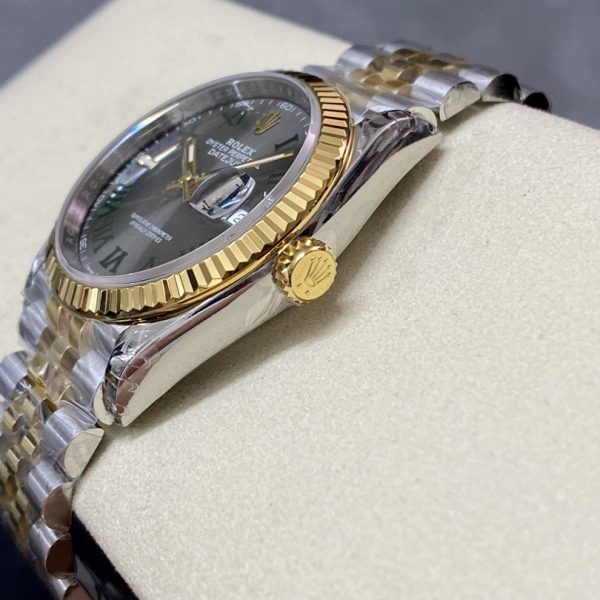 VS Factory Rolex Datejust 41mm Two-Tone Yellow Gold “Wimbledon” Dial Jubilee Bracelet (126333) — detail view 6