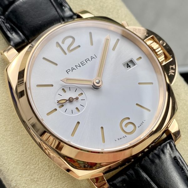 VS Factory Panerai Luminor Due 42mm White Dial Rose Gold Plated Smooth Bezel (PAM01336) — detail view 3