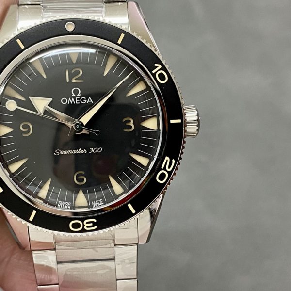 VS Factory Omega Seamaster 300 Heritage 41mm Black Sandwich Dial Stainless Steel Bracelet… — front product view