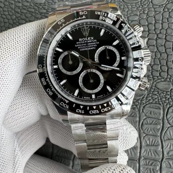 VS Factory Rolex Cosmograph Daytona Black Dial Black Ceramic Bezel (126500LN) — detail view 2