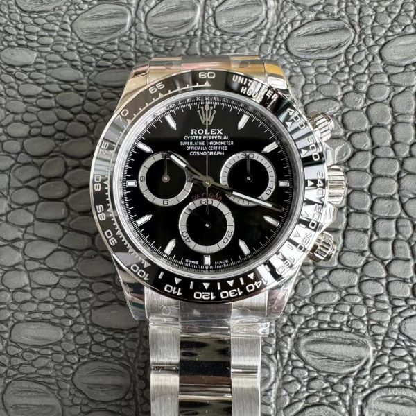 VS Factory Rolex Cosmograph Daytona Black Dial Black Ceramic Bezel (126500LN) — front product view