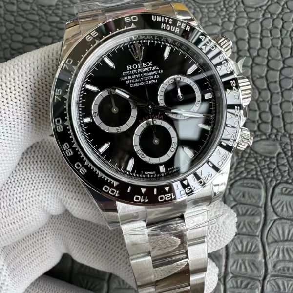 VS Factory Rolex Cosmograph Daytona Black Dial Black Ceramic Bezel (126500LN) — detail view 3