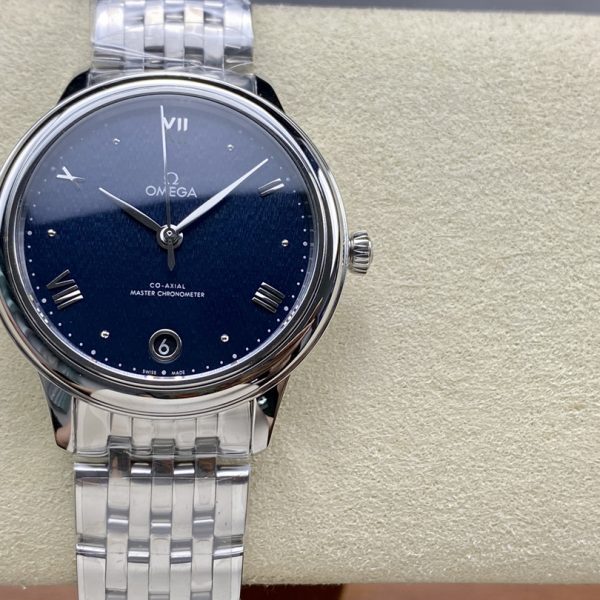 VS Factory Omega De Ville Prestige 40mm Dark Blue Dial Stainless Steel Bracelet (434.10.40.20.03.001) — front product view