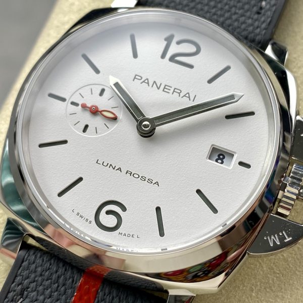 VS Factory Panerai Luminor Due Luna Rossa 42mm White Dial PAM01381 — detail view 2