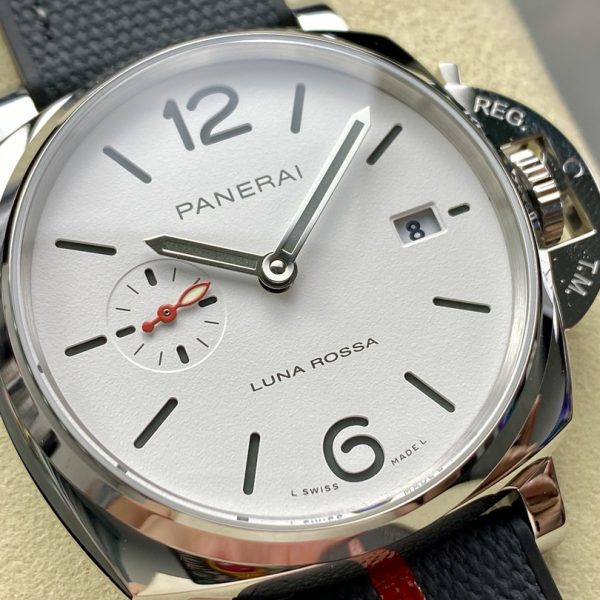 VS Factory Panerai Luminor Due Luna Rossa 42mm White Dial PAM01381 — detail view 3