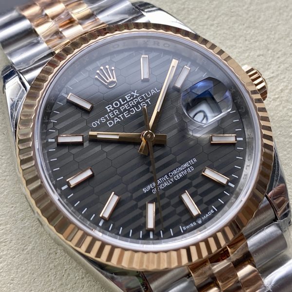 VS Factory Rolex Datejust 36mm Slate Grey Fluted Motif Dial Fluted Bezel Two-Tone Rose Gold Jubilee… — detail view 2