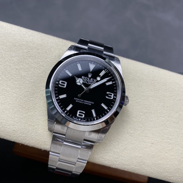 VS Factory Rolex Explorer 36mm Black “3-6-9” Dial Smooth Bezel Oyster Bracelet (124270) — detail view 5