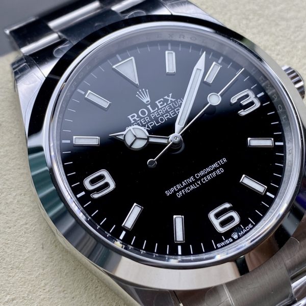 VS Factory Rolex Explorer 36mm Black “3-6-9” Dial Smooth Bezel Oyster Bracelet (124270) — detail view 2