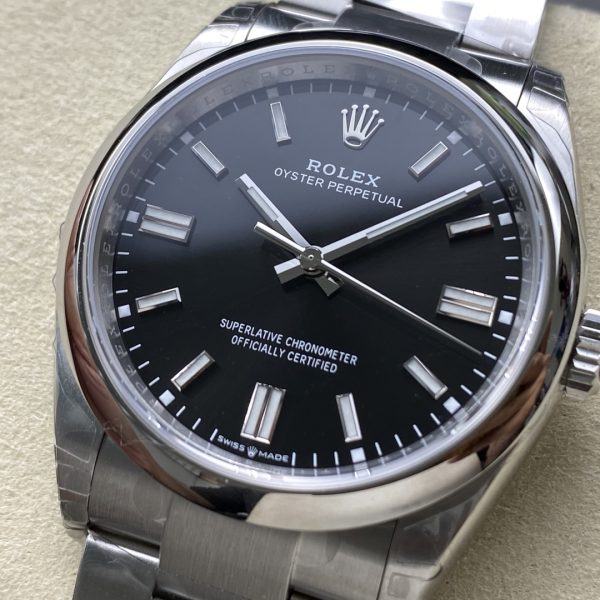 VS Factory Rolex Oyster Perpetual 36mm Bright Black Dial Smooth Bezel Oyster Bracelet (126000) — detail view 2