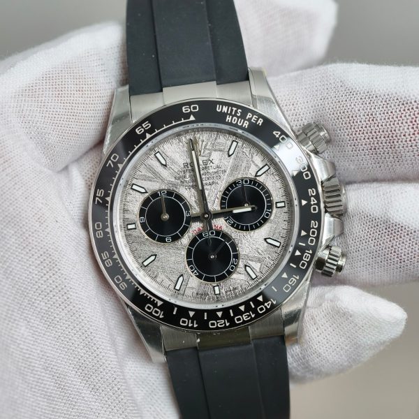 VS Factory Rolex Daytona 40mm White Gold Meteorite Dial Rubber Strap (126519LN) — front product view