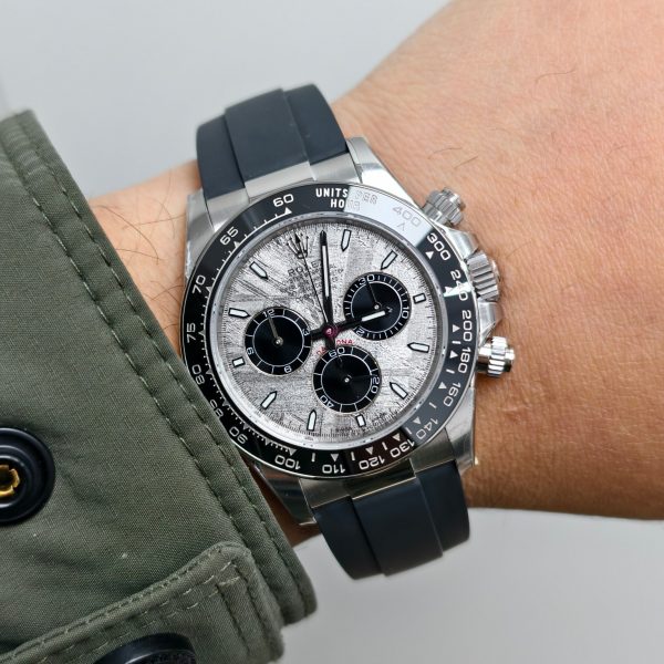 VS Factory Rolex Daytona 40mm White Gold Meteorite Dial Rubber Strap (126519LN) — detail view 5
