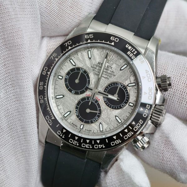 VS Factory Rolex Daytona 40mm White Gold Meteorite Dial Rubber Strap (126519LN) — detail view 4