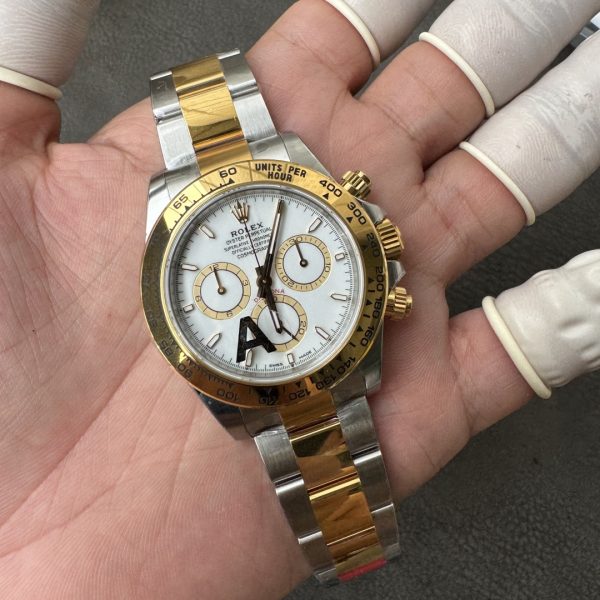 VS Factory Rolex Cosmograph Daytona Two-Tone Yellow Gold White Dial (126503) — detail view 5