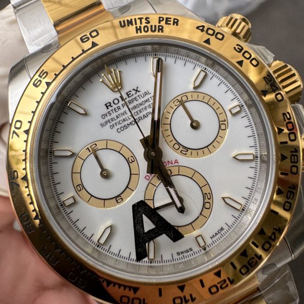 VS Factory Rolex Cosmograph Daytona Two-Tone Yellow Gold White Dial (126503) — detail view 3