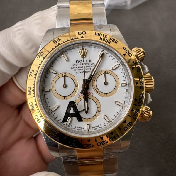 VS Factory Rolex Cosmograph Daytona Two-Tone Yellow Gold White Dial (126503) — front product view