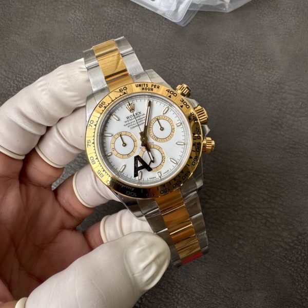 VS Factory Rolex Cosmograph Daytona Two-Tone Yellow Gold White Dial (126503) — detail view 6