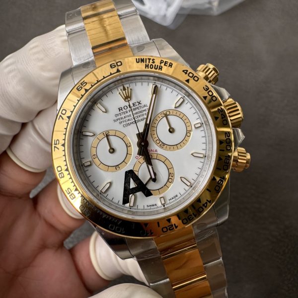 VS Factory Rolex Cosmograph Daytona Two-Tone Yellow Gold White Dial (126503) — detail view 2