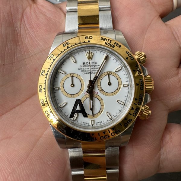 VS Factory Rolex Cosmograph Daytona Two-Tone Yellow Gold White Dial (126503) — detail view 1