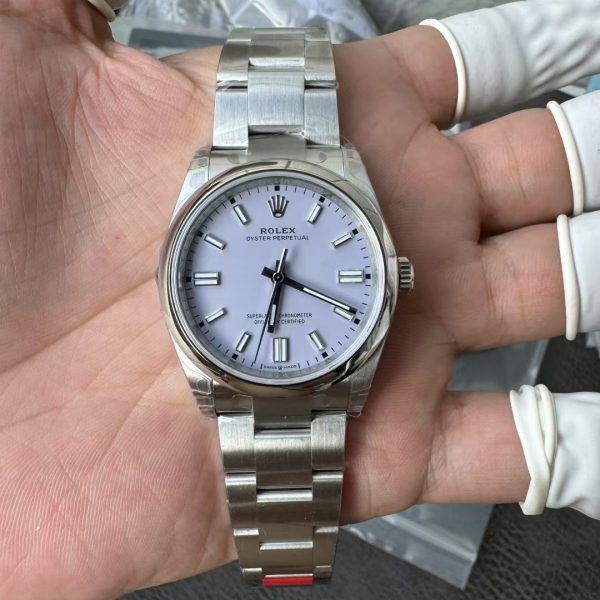 VS Factory Rolex Oyster Perpetual 36mm Lavender / Lilac Dial Smooth Bezel Oyster Bracelet (126000) — detail view 1