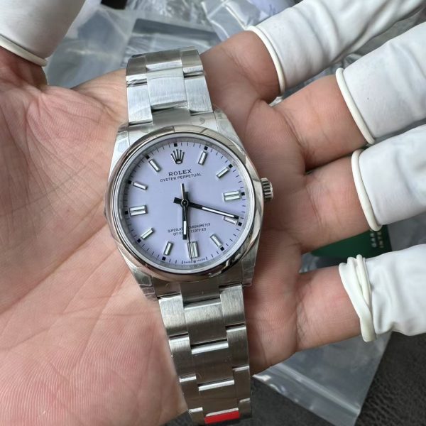 VS Factory Rolex Oyster Perpetual 36mm Lavender / Lilac Dial Smooth Bezel Oyster Bracelet (126000) — detail view 2