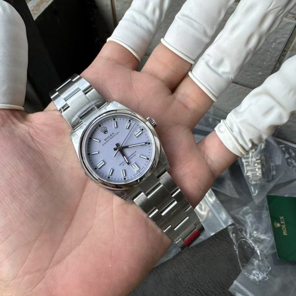 VS Factory Rolex Oyster Perpetual 36mm Lavender / Lilac Dial Smooth Bezel Oyster Bracelet (126000) — detail view 5