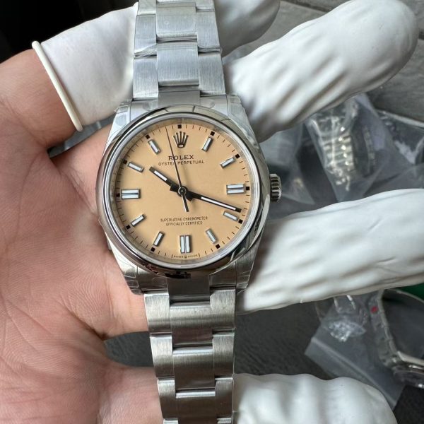 VS Factory Rolex Oyster Perpetual 36mm Candy Pink Lacquer Dial Smooth Bezel Oyster Bracelet (126000) — detail view 1