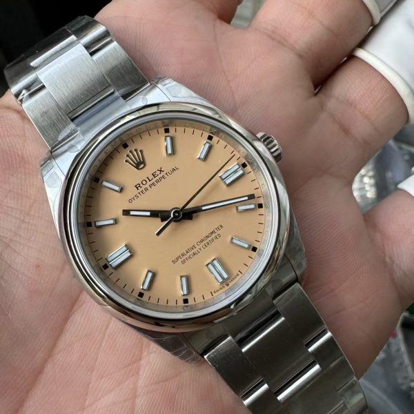 VS Factory Rolex Oyster Perpetual 36mm Candy Pink Lacquer Dial Smooth Bezel Oyster Bracelet (126000) — detail view 6
