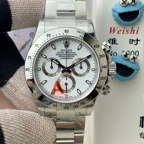 VS Factory Rolex Cosmograph Daytona White Dial Steel Bezel (116520) — front product view