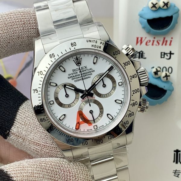VS Factory Rolex Cosmograph Daytona White Dial Steel Bezel (116520) — detail view 2