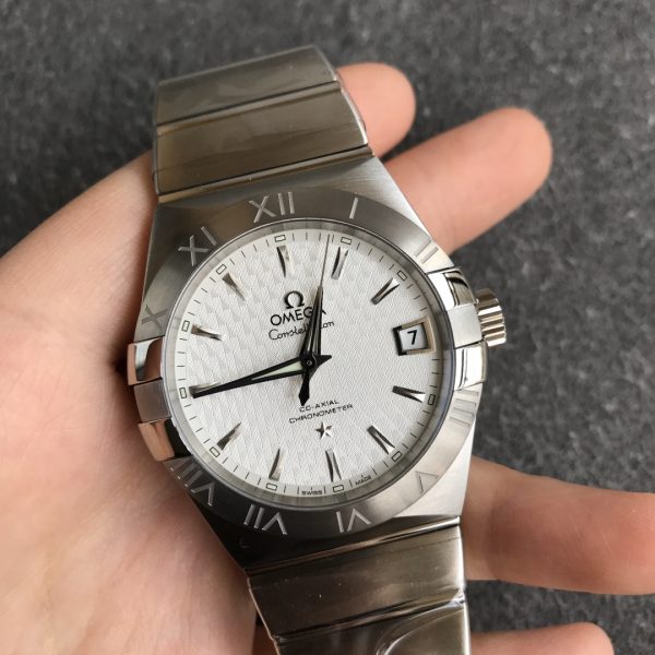 VS Factory Omega Constellation Co-Axial 38mm Silver Textured Dial (123.10.38.21.02.001) — detail view 6