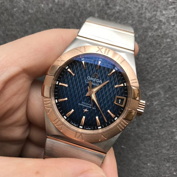 VS Factory Omega Constellation Co-Axial 38mm Two-Tone Blue Pattern Dial (123.20.38.21.03.001) — detail view 4