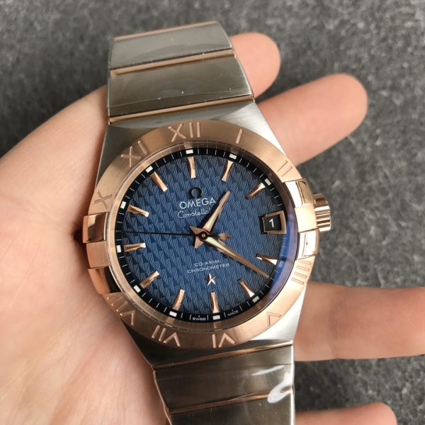 VS Factory Omega Constellation Co-Axial 38mm Two-Tone Blue Pattern Dial (123.20.38.21.03.001) — detail view 2