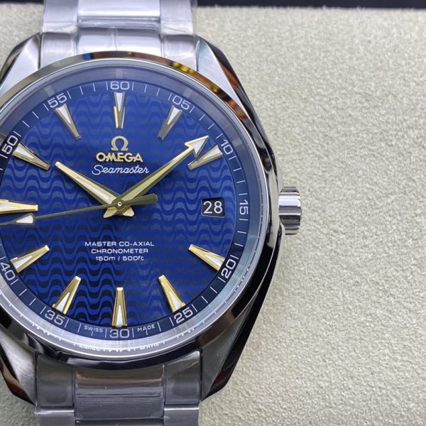 VS Factory Omega Seamaster Aqua Terra 150M 41.5mm Blue Wave Dial 18K Yellow Gold Hands Stainless Steel… — front product view