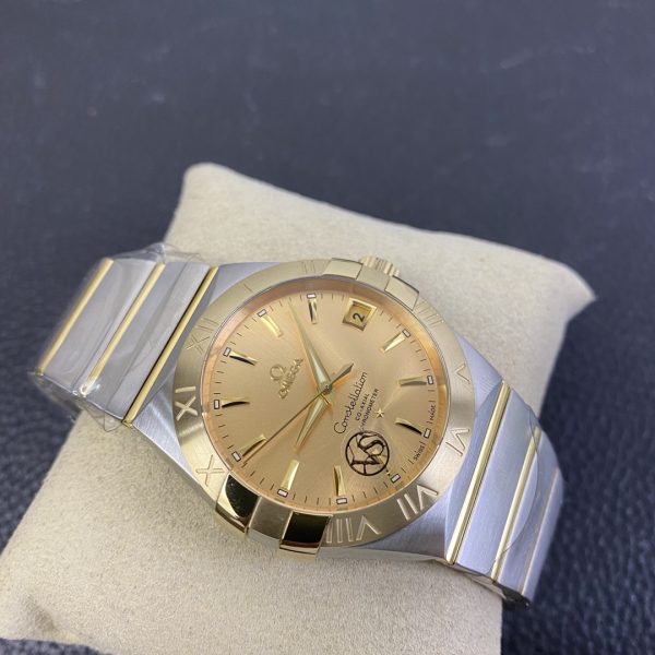 VS Factory Omega Constellation Co-Axial 38mm Two-Tone Champagne Dial (123.20.38.21.08.001) — detail view 3
