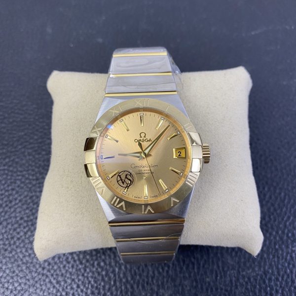 VS Factory Omega Constellation Co-Axial 38mm Two-Tone Champagne Dial (123.20.38.21.08.001) — front product view