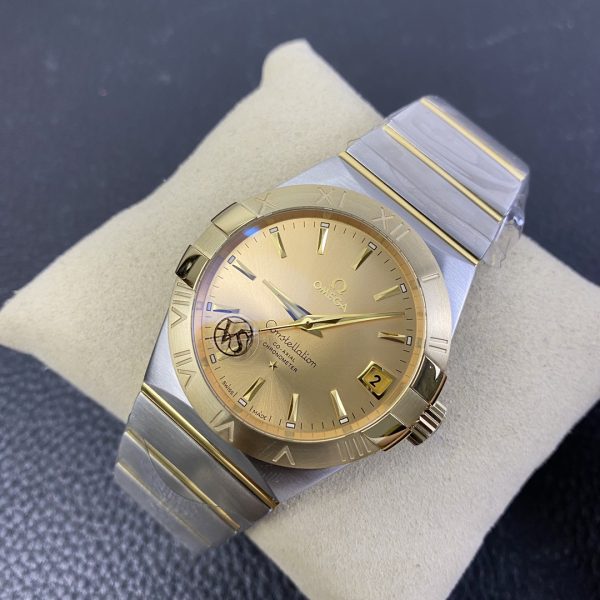 VS Factory Omega Constellation Co-Axial 38mm Two-Tone Champagne Dial (123.20.38.21.08.001) — detail view 7