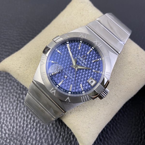 VS Factory Omega Constellation Co-Axial 38mm Blue Textured Dial (123.10.38.21.03.001) — detail view 3