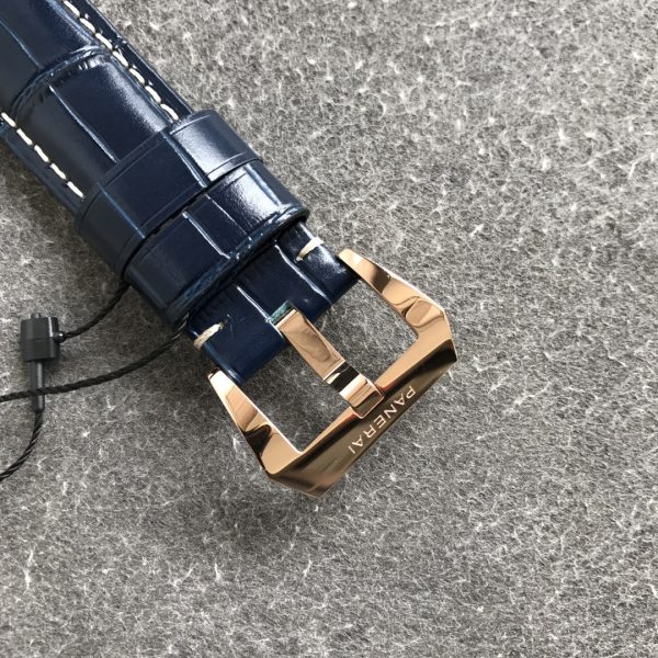 VS Factory Panerai Luminor Marina Blue Dial Blue Leather Strap Goldtech Bezel (PAM01112) — detail view 5