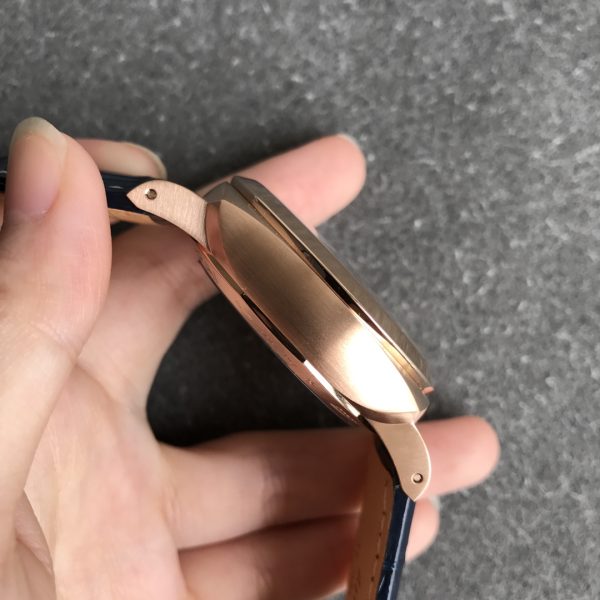 VS Factory Panerai Luminor Marina Blue Dial Blue Leather Strap Goldtech Bezel (PAM01112) — detail view 9